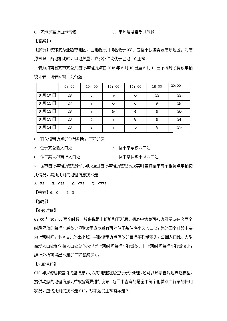【地理】四川省成都外国语学校2018-2019学年高二12月月考试题（解析版）第3页