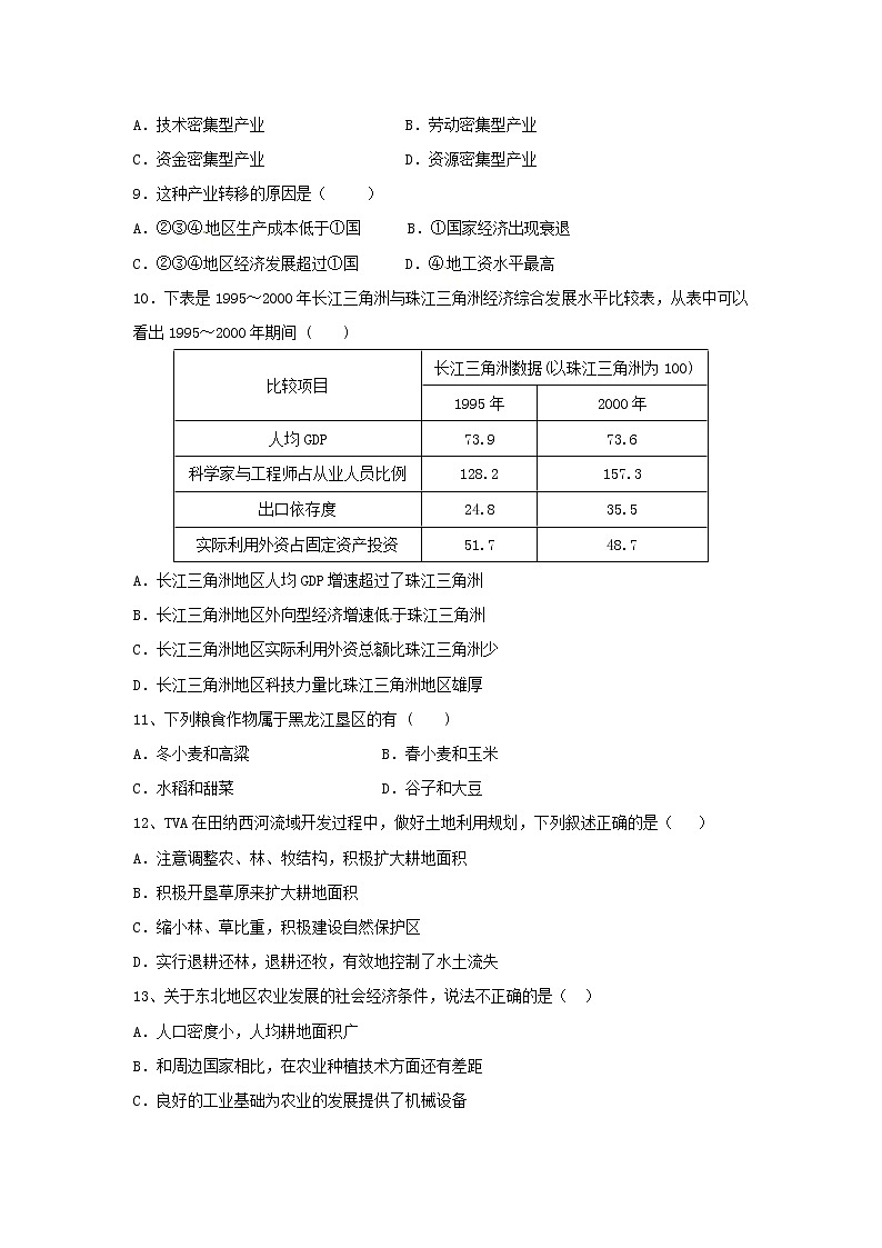 【地理】吉林省白城市通榆县第一中学2018-2019学年高二上学期第三次月考试题03