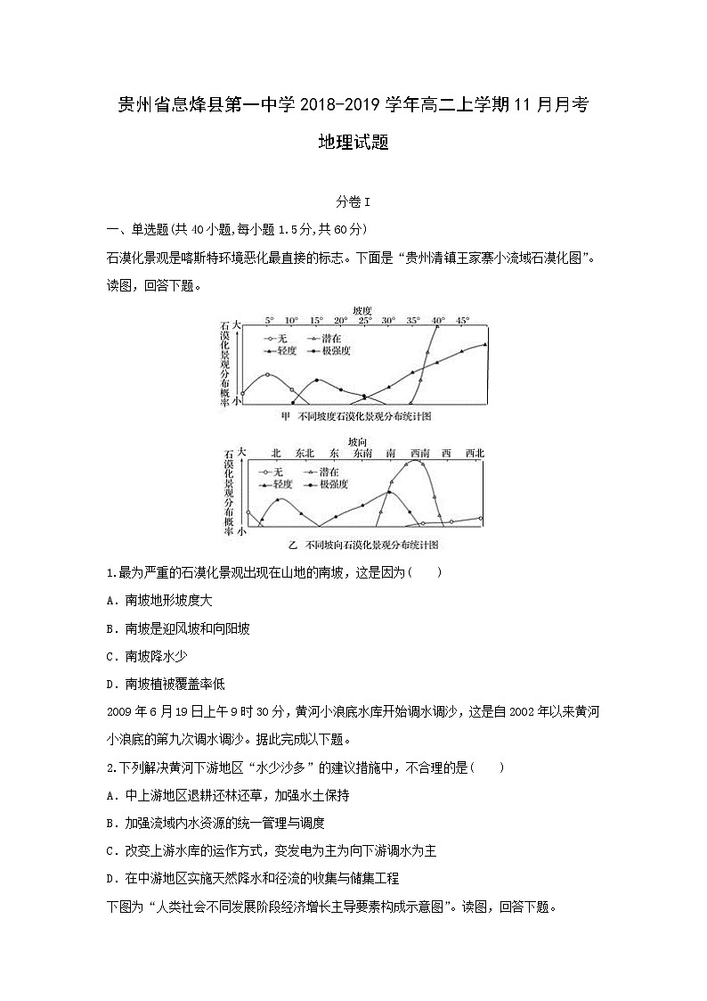 【地理】贵州省息烽县第一中学2018-2019学年高二上学期11月月考试题第1页