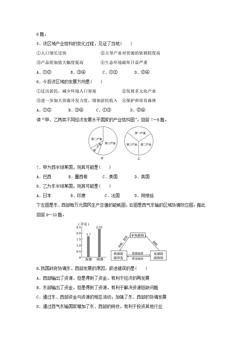 【地理】河南省鹤壁市淇滨高级中学2018-2019学年高二上学期第一次月考试题02