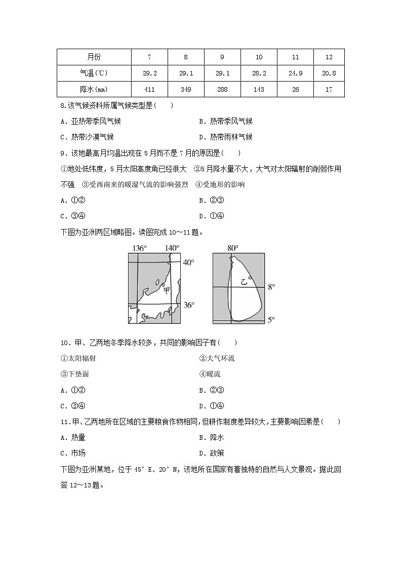 【地理】安徽省肥东县第二中学2019-2020学年高二（普通班）上学期第二次月考 试卷03