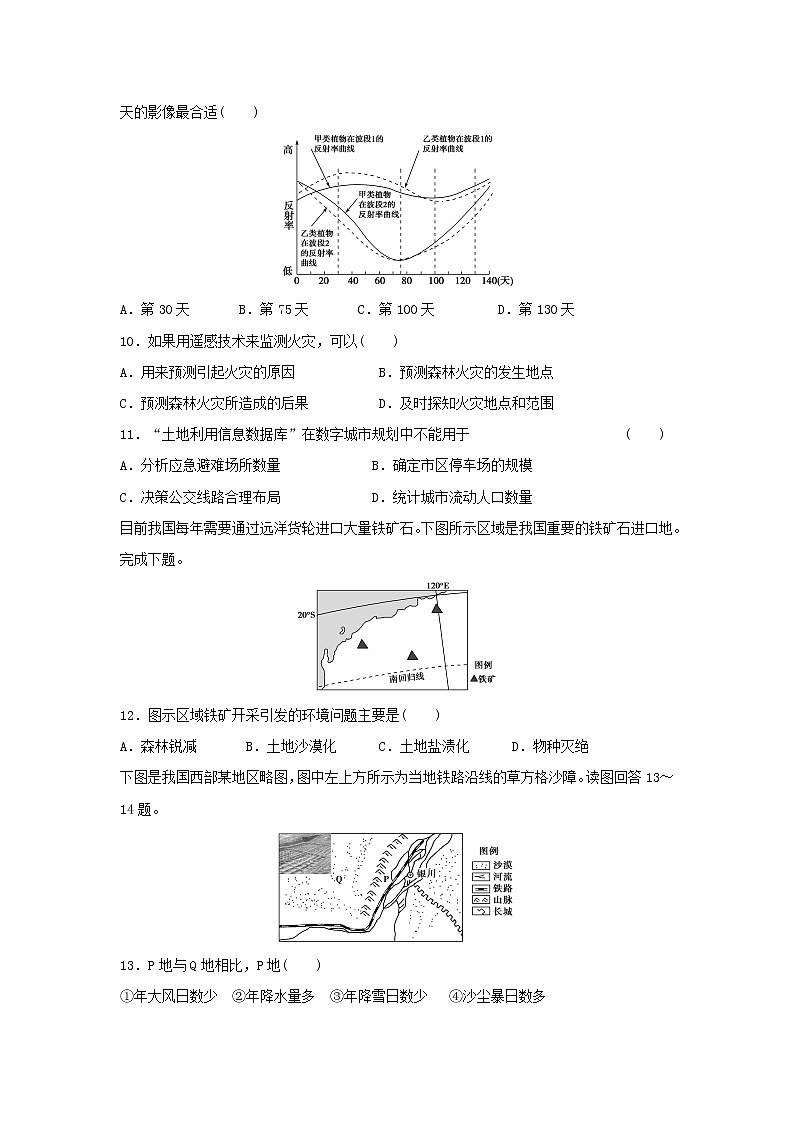 【地理】安徽省郎溪中学2018-2019学年高二上学期第一次（10月）月考试题03