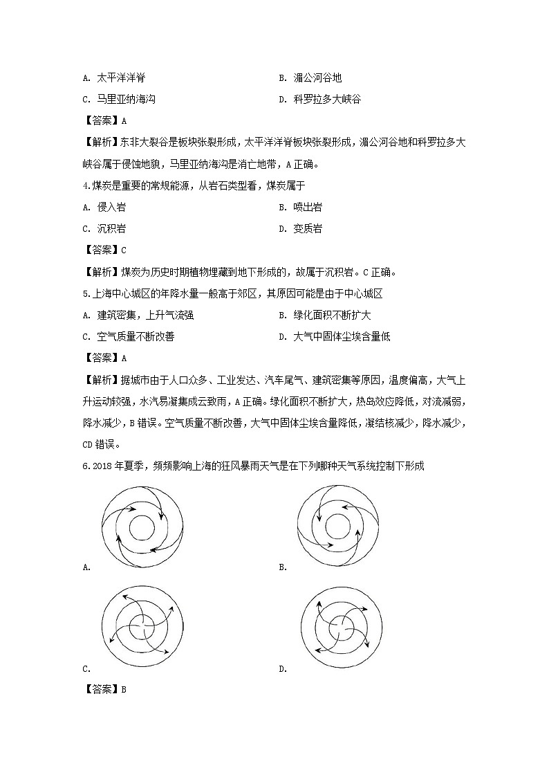 【地理】上海市黄浦区2018-2019学年高二下学期调研测试试题（三）（解析版）第2页
