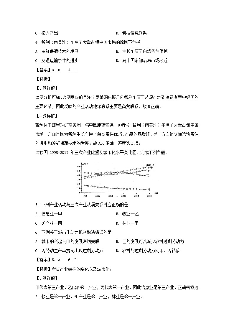 【地理】浙江省东阳中学2018-2019学年高二3月阶段性检测试题（解析版）02