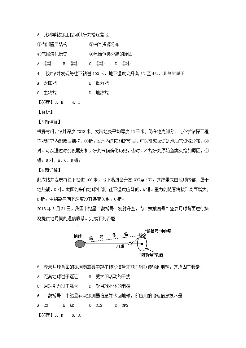 【地理】浙江省名校协作体（G12）2018-2019学年高二下学期联考试题（解析版）02