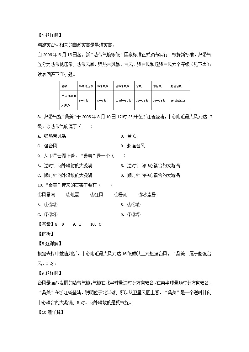 【地理】河北省衡水梁集中学2018-2019学年高二下学期第六次调研考试试卷（解析版）03