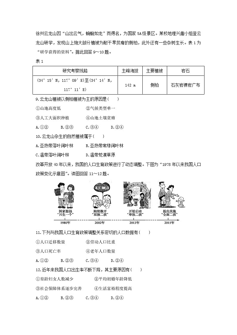 【地理】江苏省徐州市2018-2019学年高二学业水平测试模拟卷（2月）03