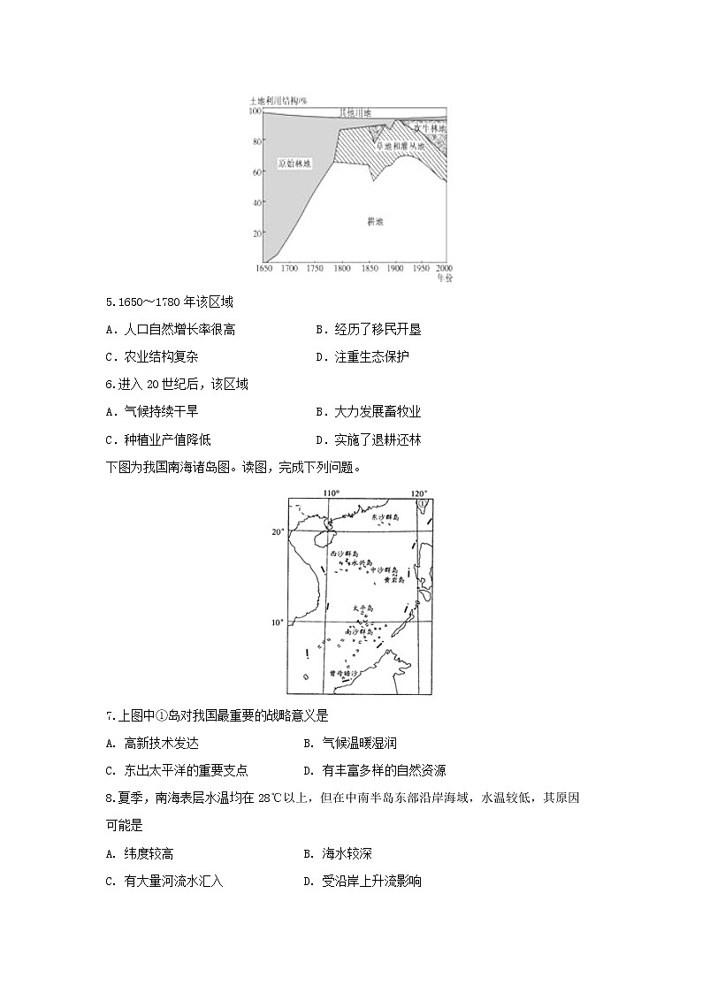 【地理】安徽省定远县育才学校2018-2019学年高二上学期9月检测试题02