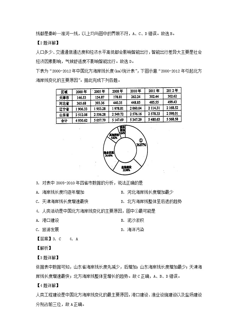 【地理】福建省三明市第一中学2018-2019学年高二下学期开学考试试题（解析版）02