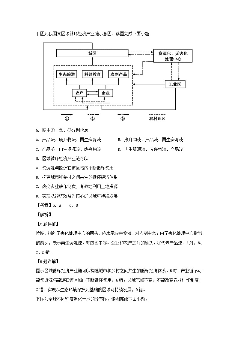 【地理】江苏省宿迁市2018-2019学年高二下学期期末考试试题（解析版）03