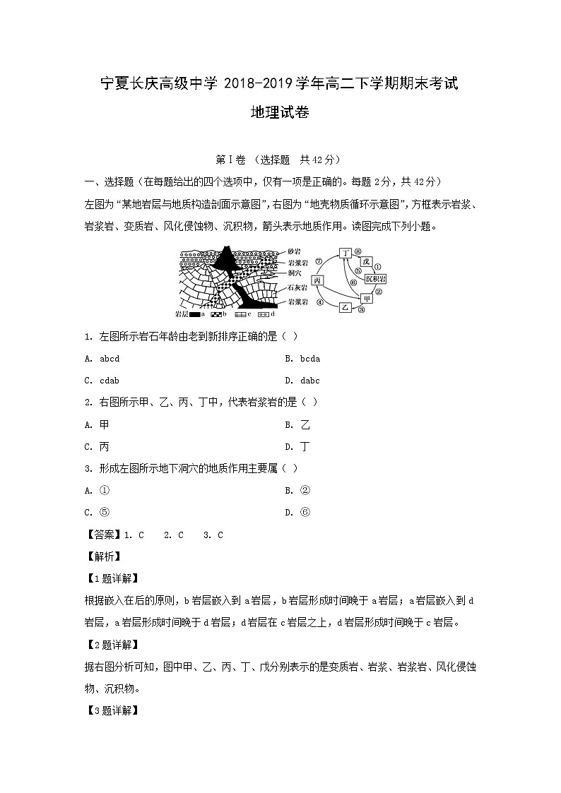 【地理】宁夏长庆高级中学2018-2019学年高二下学期期末考试试卷（解析版）第1页