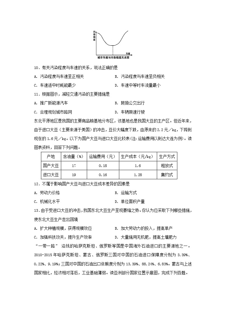 【地理】四川省遂宁市2018-2019学年高二下学期期末考试试题03