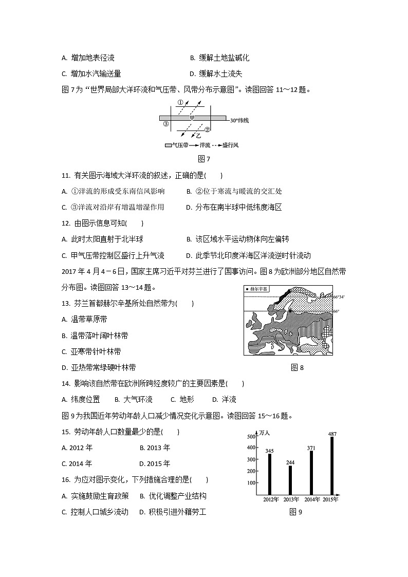 【地理】2018年江苏省徐州市高二学业水平测试模拟卷（期末）03