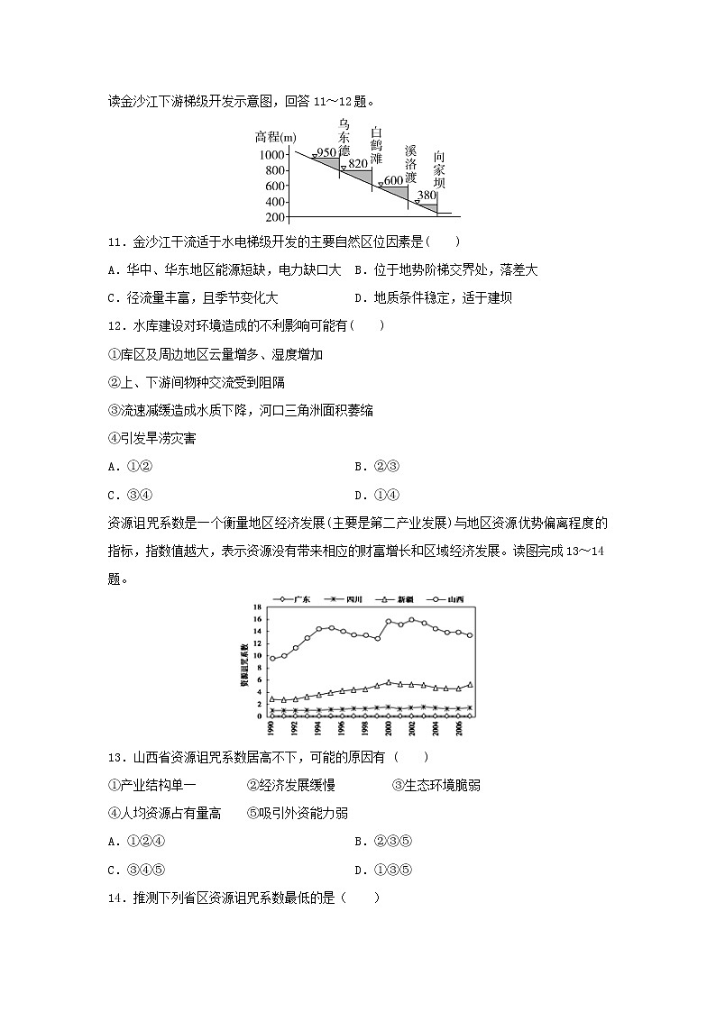 【地理】安徽省亳州市第二中学2018-2019学年高二下学期期末考试试题03