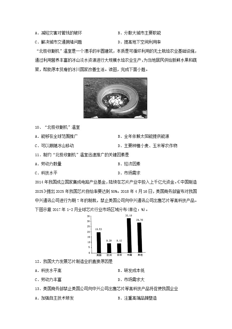 【地理】福建省龙海第二中学2018-2019学年高二下学期期末考试试题（解析版）03