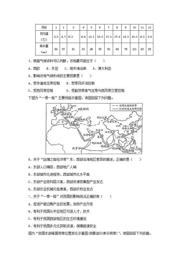 【地理】山东省菏泽第一中2018-2019学年老校区高二上学期期末模拟试卷（解析版）02