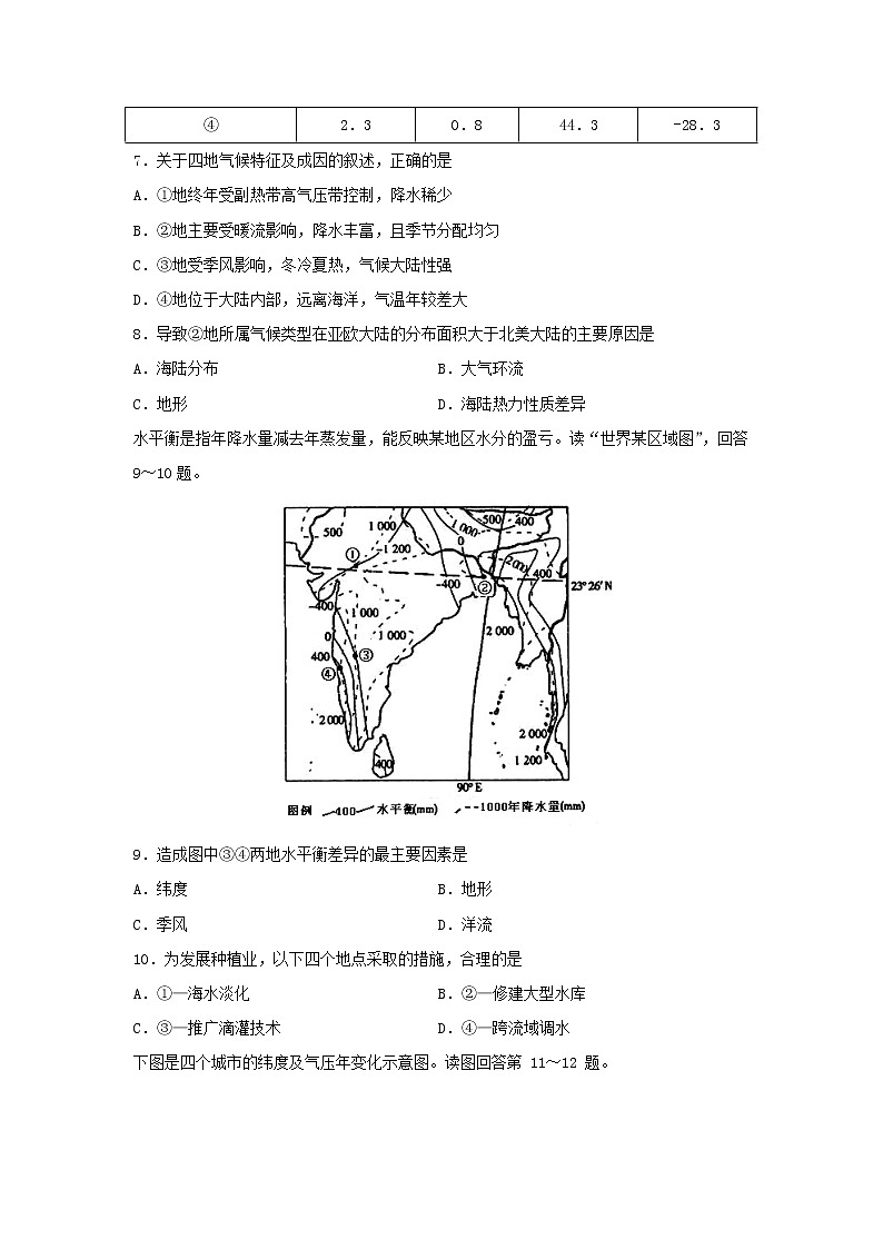 【地理】新疆兵团第二师华山中学2018-2019学年高二下学期期中考试试题第3页