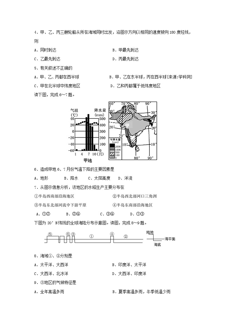 【地理】浙江省台州市联谊五校2018-2019学年高二下学期期中考试试题02