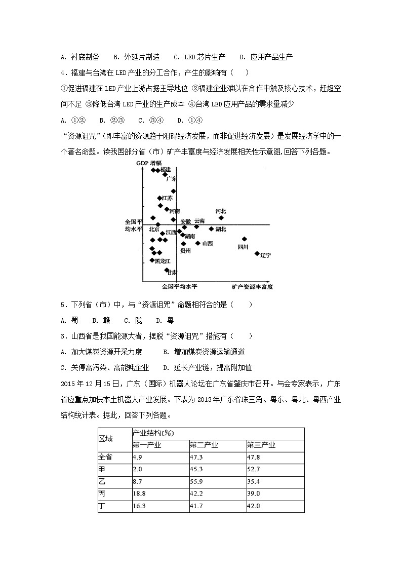 【地理】福建省泉州市泉港区第一中学2018-2019学年高二上学期期末考试02