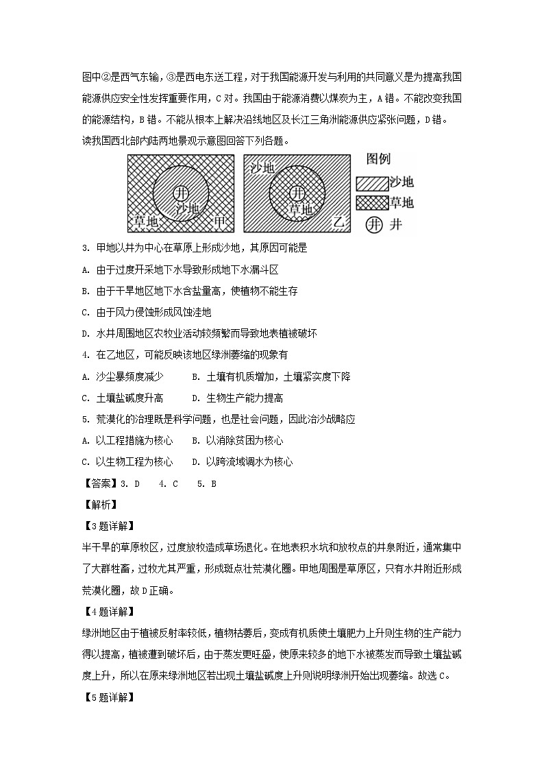 【地理】甘肃省兰州市第二片区丙组2018-2019学年高二上学期期末考试试卷（解析版）02