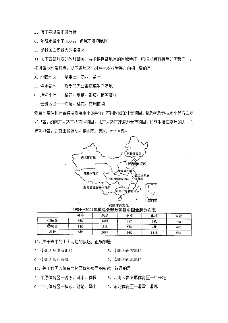 【地理】辽宁省沈阳市东北育才学校2018-2019学年高二下学期期中考试试题03