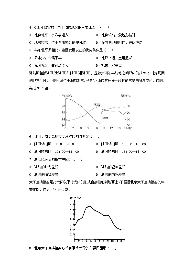 【地理】福建省永春县第一中学2018-2019学年高二下学期期中考试（文）试题02