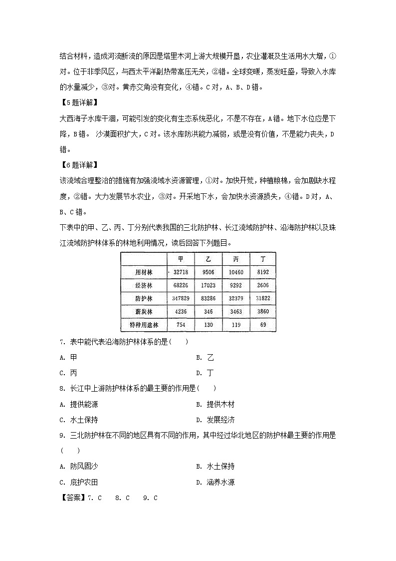 【地理】新疆沙雅县第二中学2018-2019学年高二上学期期中考试试卷（解析版）第3页