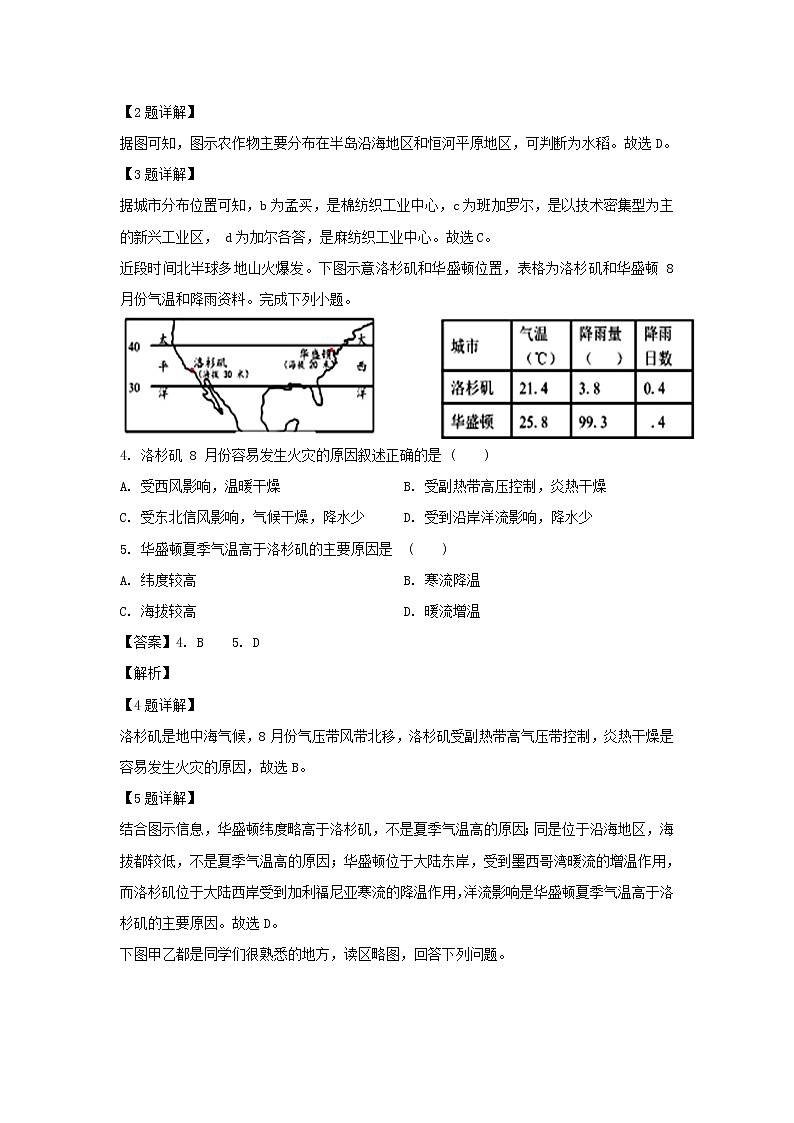 【地理】福建省莆田第二十五中学2018-2019学年高二下学期期中考试试题（解析版）02