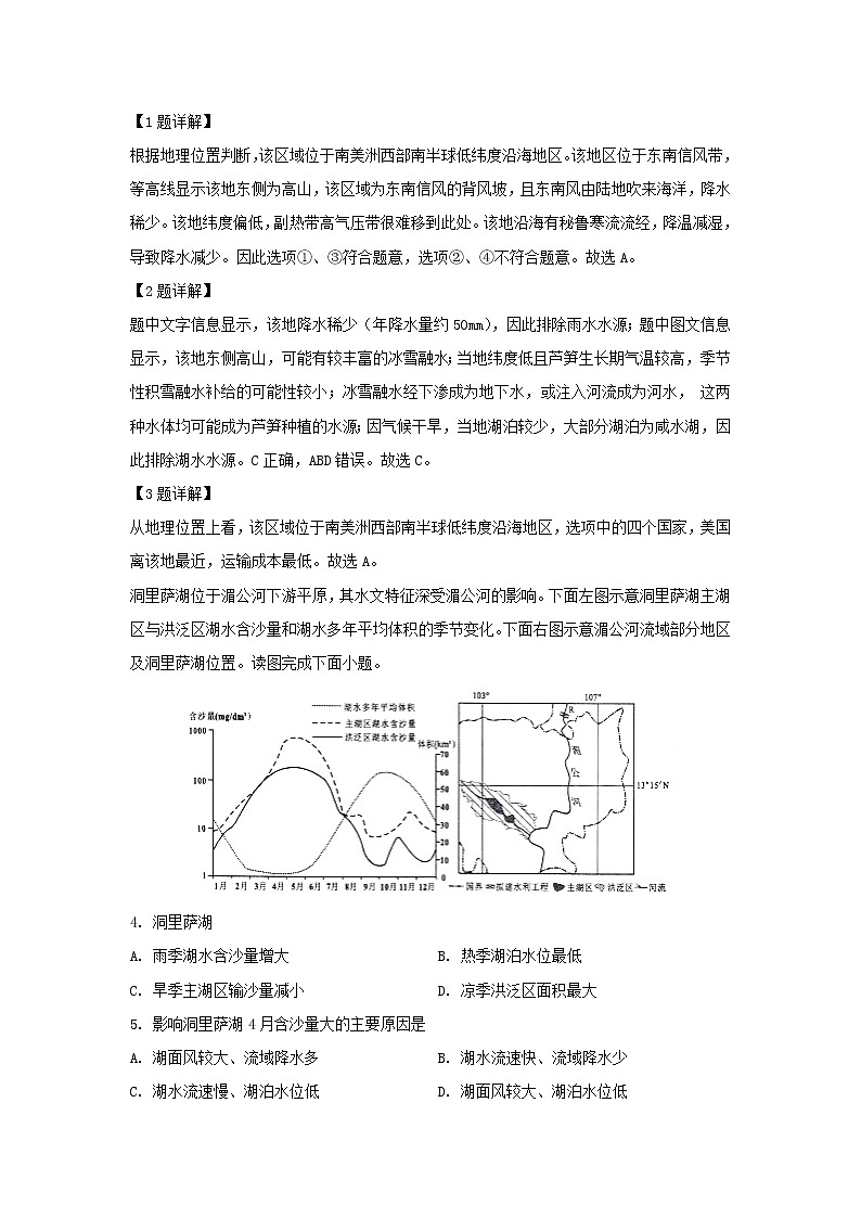 【地理】福建省上杭县第一中学等六校2018-2019学年高二下学期期中考试试题（解析版）02
