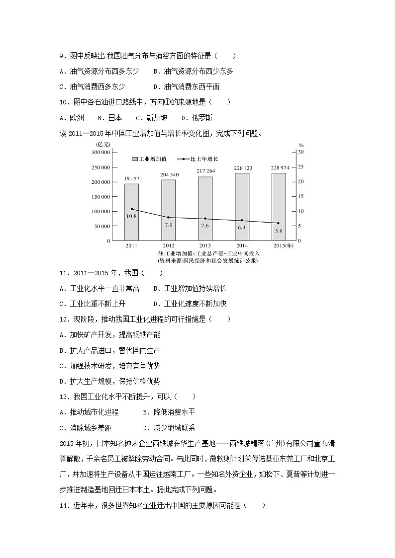 【地理】湖南省湖南师范大学附属中学2018-2019学年高二上学期期中考试试卷03