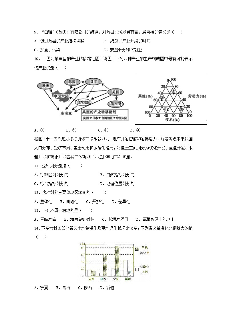 【地理】湖南省长沙市铁路一中2018-2019学年高二上学期期中考试（理）试卷03