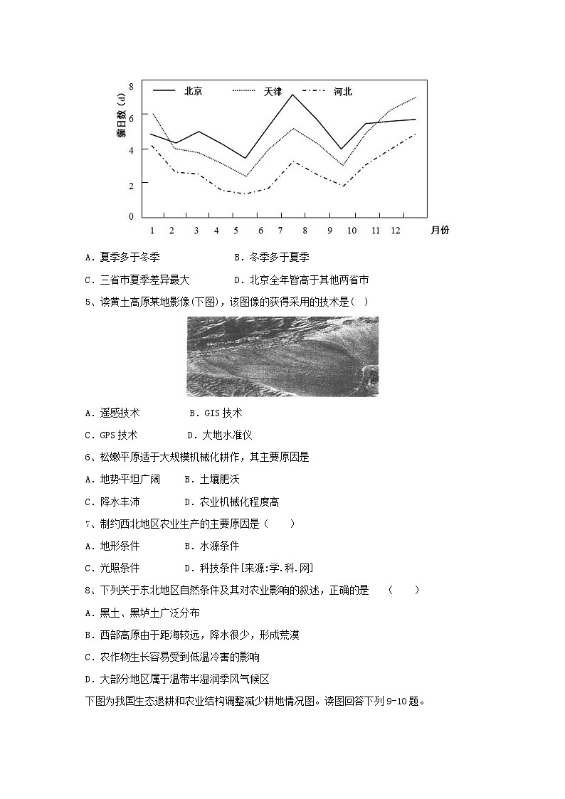 【地理】吉林省白城市通榆县第一中学2018-2019学年高二上学期期中考试试题02
