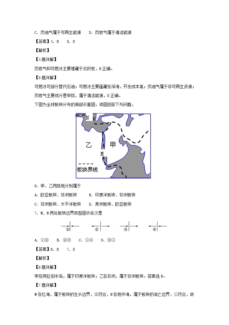 【地理】黑龙江省哈尔滨师范大学附属中学2018-2019学年高二上学期期中考试（理）试题（解析版）02