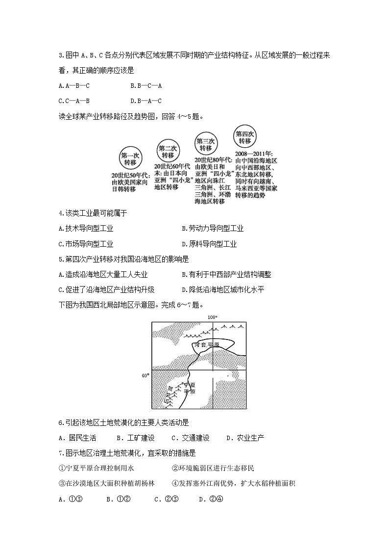 【地理】黑龙江省哈尔滨师范大学附属中学2018-2019学年高二上学期期中考试（文）试题02