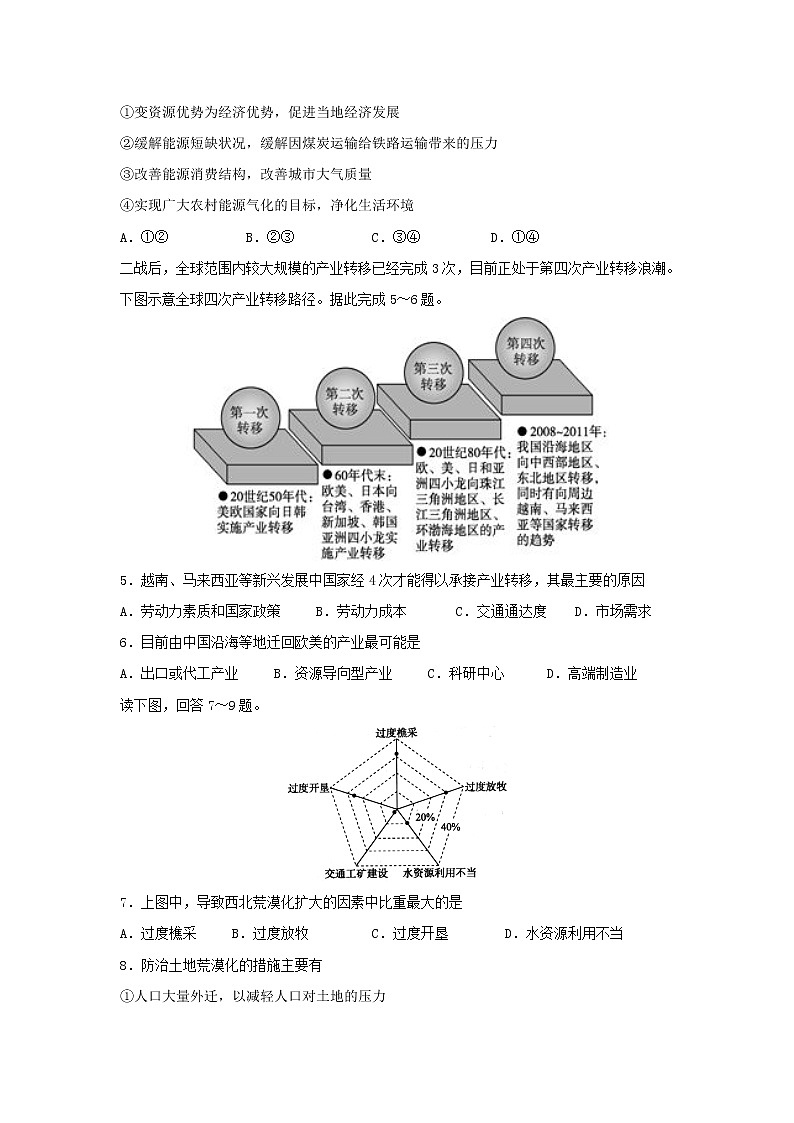 【地理】黑龙江省哈尔滨市第六中学2018-2019学年高二上学期期中考试（文）试题02