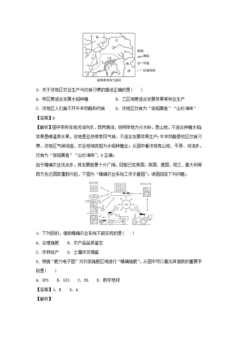 【地理】福建省厦门外国语学校2018-2019学年高二上学期期中考试（文）试题（解析版）02