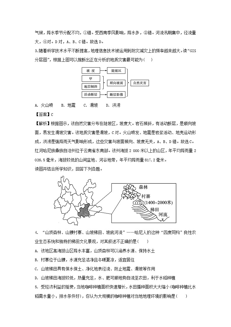 【地理】吉林省延边市第二中学2019学年高二下学期开学考试试题（解析版）02