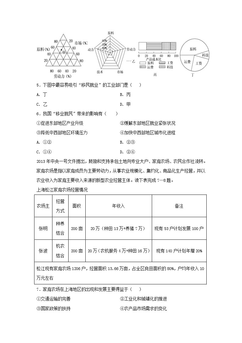 【地理】福建省龙海市程溪中学2019-2020学年高二上学期期中考试02