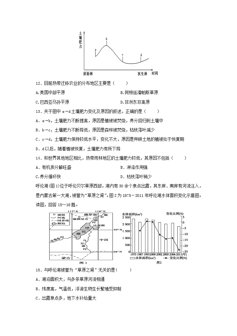 【地理】甘肃省临夏中学2019-2020学年高二上学期期中考试（理）试题03