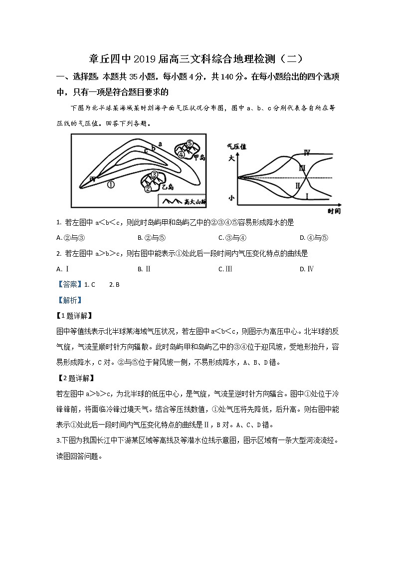 山东省章丘市第四中学2019届高三上学期质量检测地理试题01