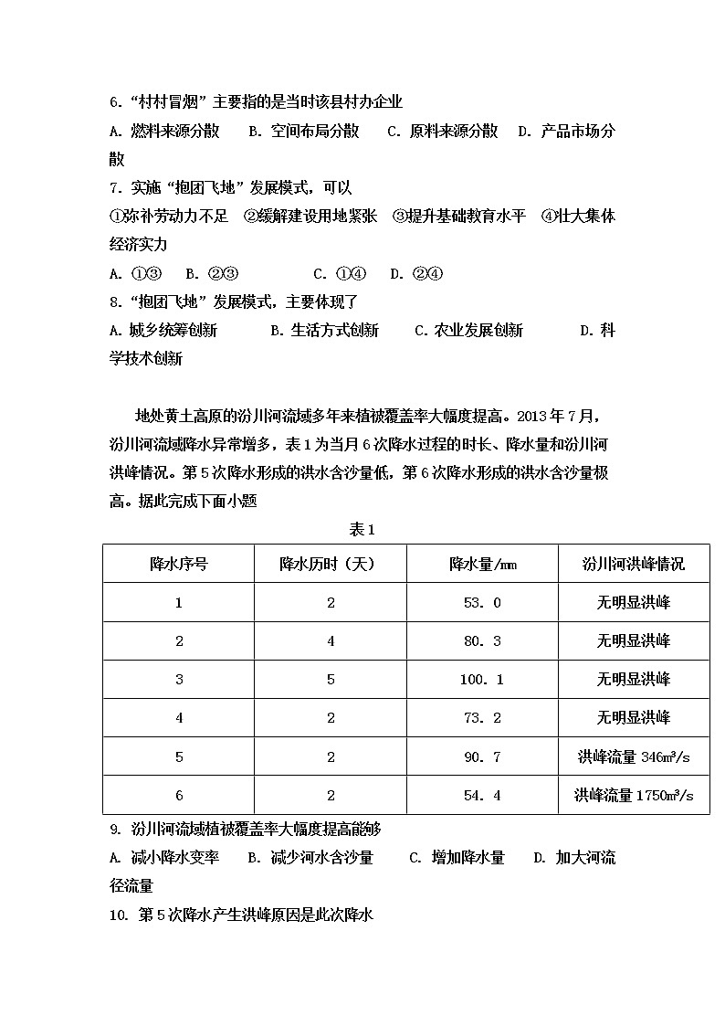 湖南省株洲市醴陵四中2019-2020学年高中教师业务水平考试地理试卷02