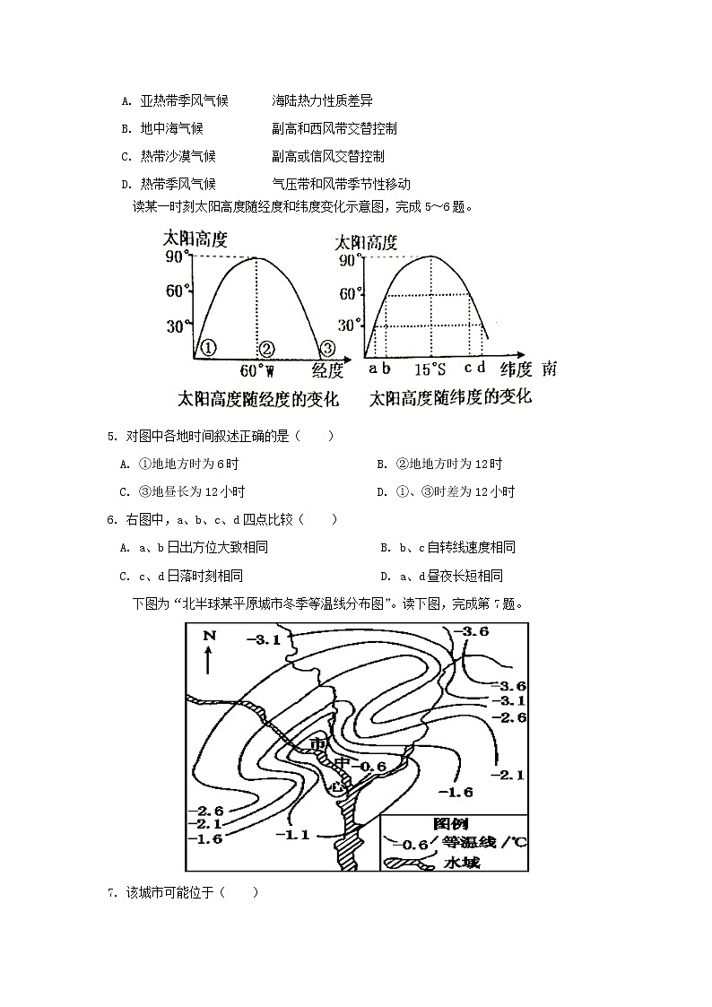 【地理】江苏省涟水中学2020届高三上学期第一次月考 试卷02