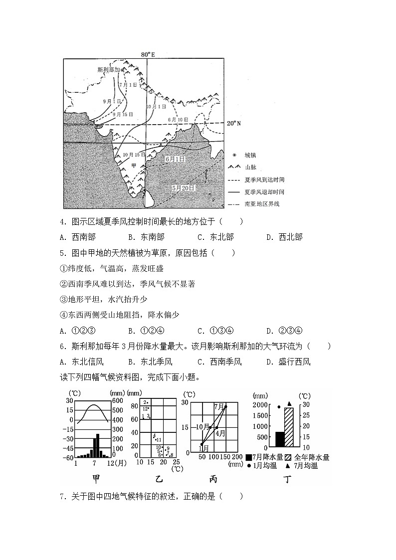 【地理】山东省邹城一中2020届高三上学期10月月考 试卷02