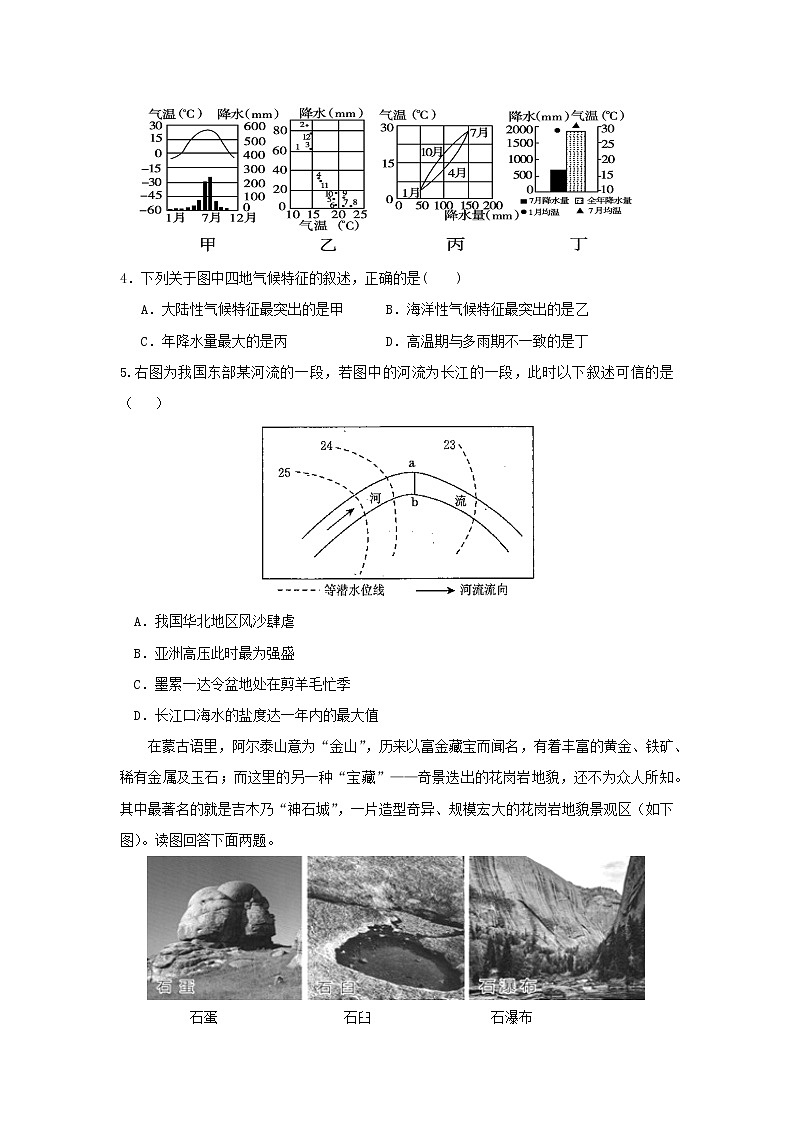 【地理】安徽省毛坦厂中学2020届高三12月月考（应届） 试卷02