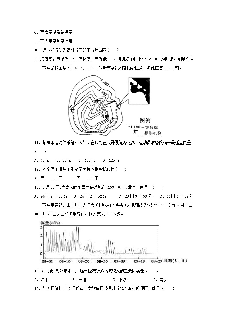 【地理】福建省龙海市第二中学2020届高三上学期第二次月考 试卷03