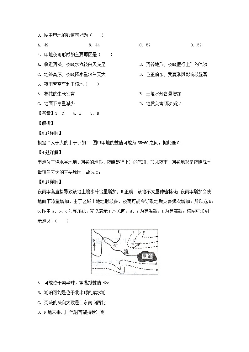 【地理】甘肃省张掖市第二中学2020届高三11月月考（解析版） 试卷02