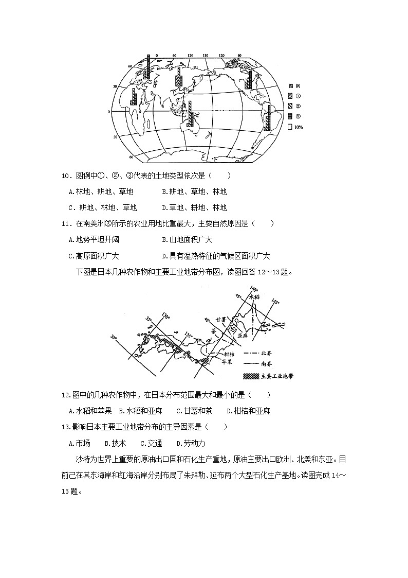 【地理】河北省宣化一中2020届高三上学期11月月考 试卷03