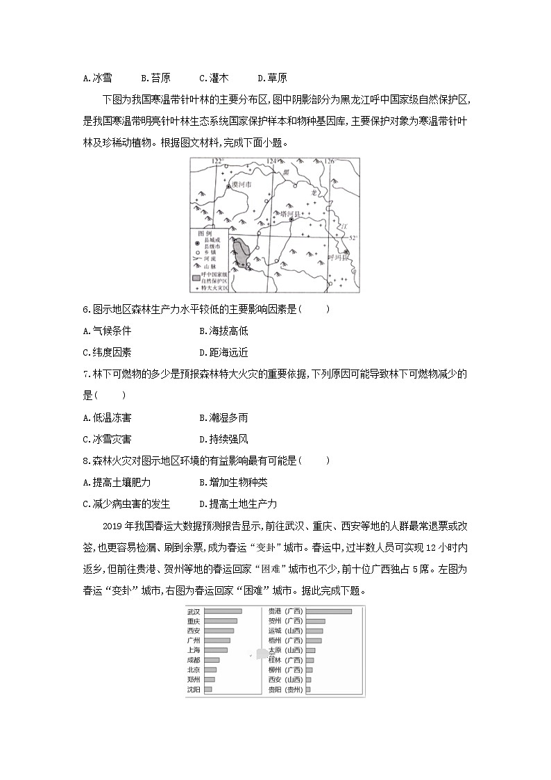 【地理】黑龙江省伊春市第二中学2020届高三上学期期中考试02