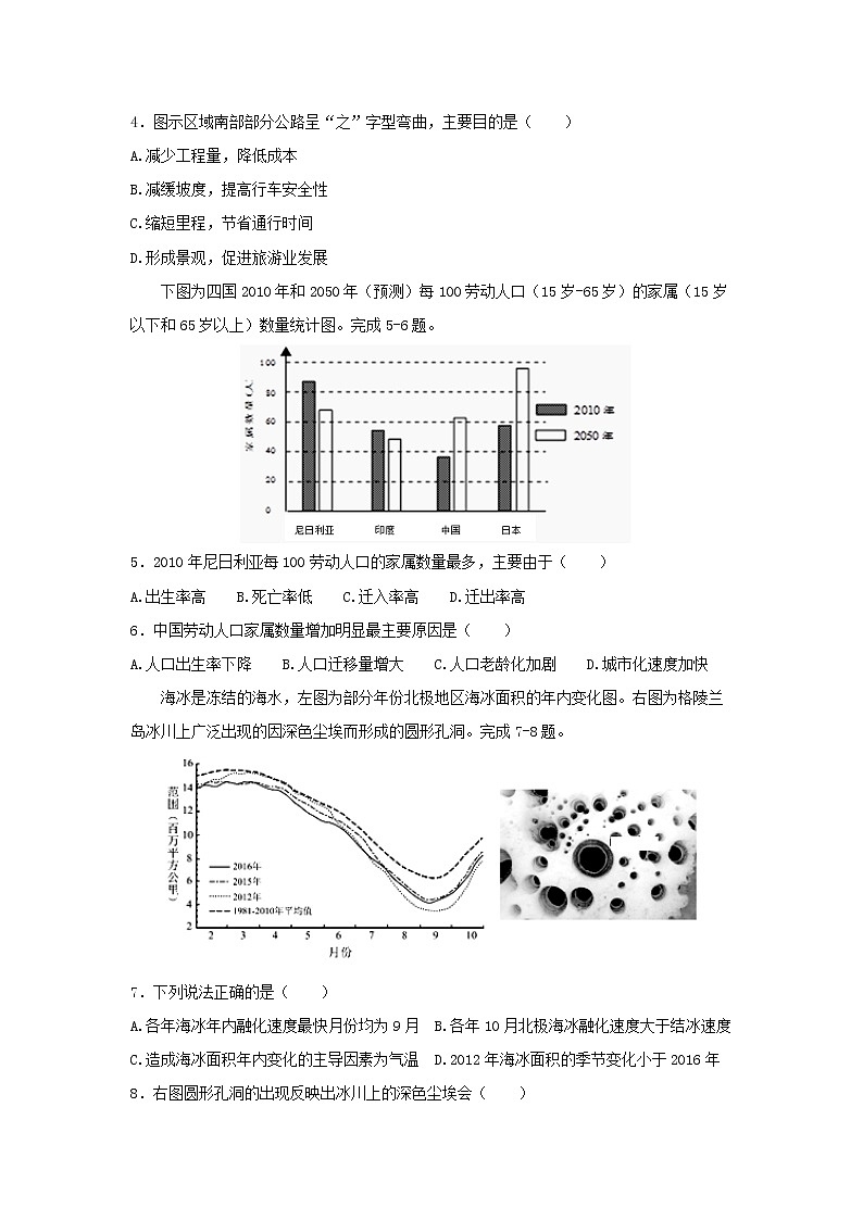 【地理】江西省南昌市第十中学2020届高三上学期期中考试02