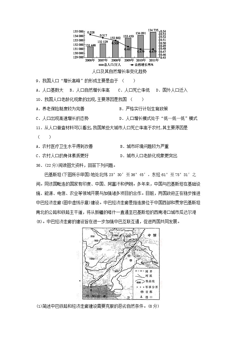 【地理】四川省宜宾市叙州区第二中学2020届高三上学期期末考试03